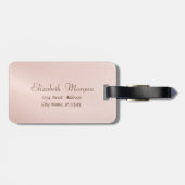 o紙吹雪、バラ金ゴールドブラシストロークピンクフラミンゴ ラゲッジタグ (裏面横)