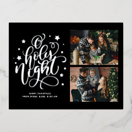 O聖なるナイトハンドレタカスタムード写真の休日 箔招待状ポストカード
