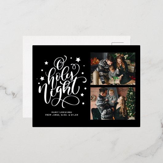 O聖なるナイトハンドレタカスタムード写真の休日 箔招待状ポストカード (正面/裏面)