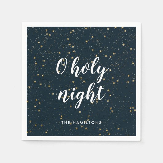 O聖なる夜のクリスマススター スタンダードカクテルナプキン (正面)