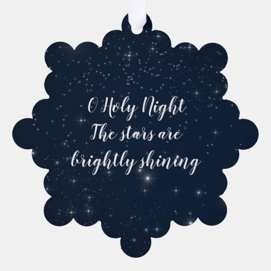 O聖なる夜のクリスマスソングの歌詞を星空に オーナメントカード (裏面)