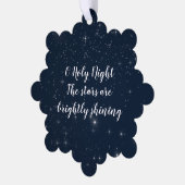 O聖なる夜のクリスマスソングの歌詞を星空に オーナメントカード (左)