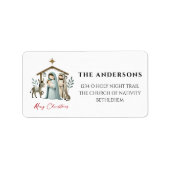 O聖なる夜のクリスマス出生シーンアドレス ラベル (正面)