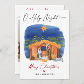 O聖なる夜のクリスマス出生シーンフォトカード (正面/裏面)