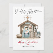 O聖なる夜のクリスマス出生シーン家族写真 シーズンカード (正面)