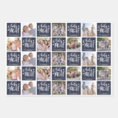 O聖なる夜の写真コラージュのクリスマスツリーパターン ラッピングペーパーシート (正面)