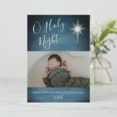 O聖なる夜の宗教的なクリスマススターブルーの写真 シーズンカード (スタンド正面)