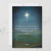 O聖なる夜の宗教的なクリスマススターブルーの写真 シーズンカード (裏面)