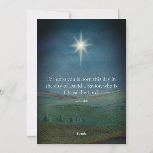 O聖なる夜の宗教的なクリスマススターブルーの写真 シーズンカード (裏面)