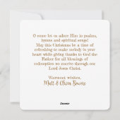 O聖なる夜の宗教的なクリスマス出生賛美歌 シーズンカード (裏面)