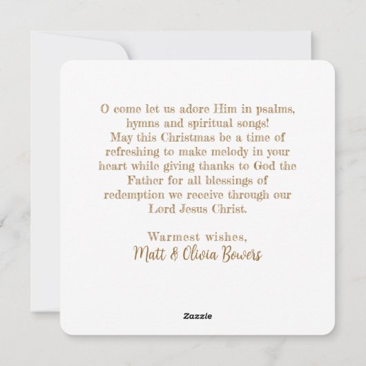 O聖なる夜の宗教的なクリスマス出生賛美歌 シーズンカード (裏面)