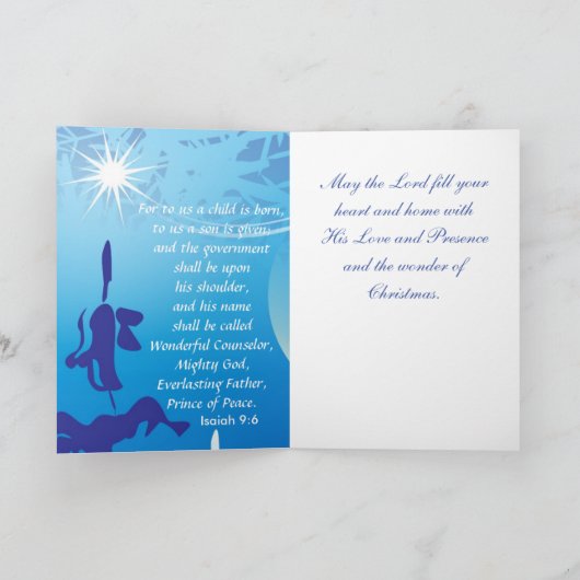 O聖なる夜の聖書の聖句イザヤ9:6クリスマスカード シーズンカード (内部)