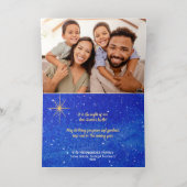 O聖なる夜の金ゴールドスターブルー宗教的な金箔 箔シーズンカード (内側レイダウン)