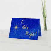 O聖なる夜の金ゴールドスターブルー宗教的な金箔 箔シーズンカード (正面)