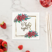 O聖なる夜、クリスマスカロル赤ポインセチア スタンダードカクテルナプキン (インサイチュ)