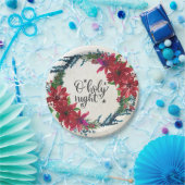 O聖なる夜、クリスマスカロル赤ポインセチア ペーパープレート (パーティー)