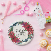 O聖なる夜、クリスマスカロル赤ポインセチア ペーパープレート (パーティー)