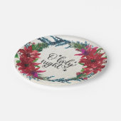 O聖なる夜、クリスマスカロル赤ポインセチア ペーパープレート (アングル)