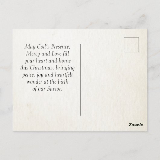 O聖なる夜、クリスマスカロル赤ポインセチア ポストカード (裏面)