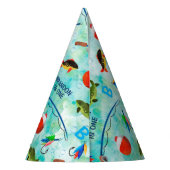 O魚と魚釣りの小漁師パーソナライズされた パーティーハット (裏面)