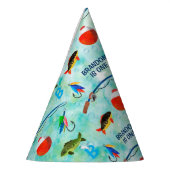 O魚と魚釣りの小漁師パーソナライズされた パーティーハット (左)