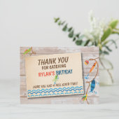 O魚同盟国の魚釣りの男の子の誕生日のサンキューカード サンキューカード (スタンド正面)