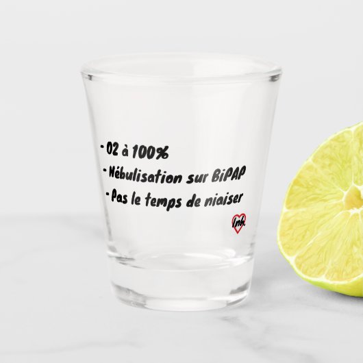 O2 à 100% pas le temps de niaiser Verre à shot ショットグラス (正面)
