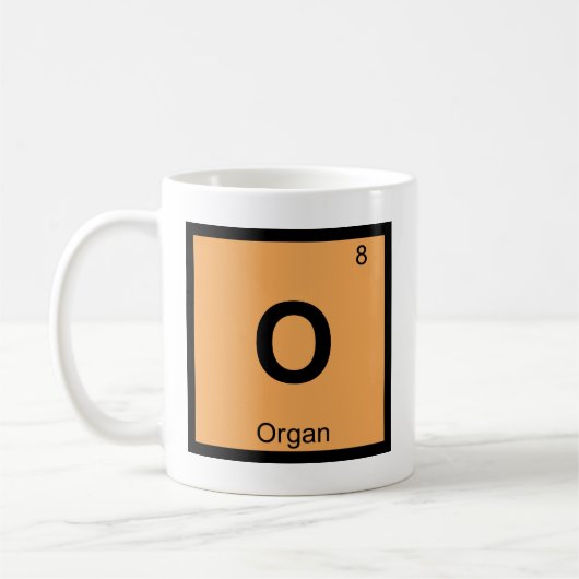 O - オルガン音楽 化学 周期表 シンボル コーヒーマグカップ (左)