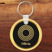 「O」ゴールドモノグラム文字 オーダーメイド キーホルダー (正面)