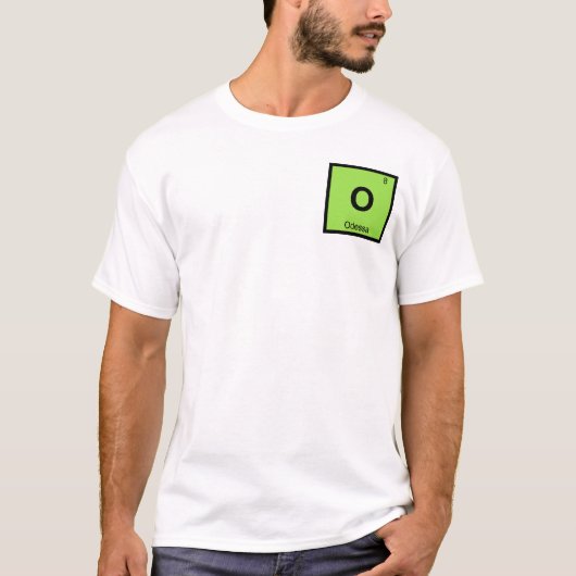 O - テキサス州オデッサ 化学元素周期表の記号 Tシャツ (正面)