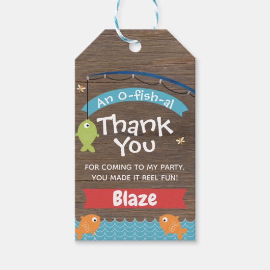 O – フィシャル魚釣りをテーマにした誕生日メッセージカード ギフトタグ (正面)