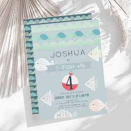 O – フィッシュアリーワン魚釣りボーイ誕生日招待状 招待状