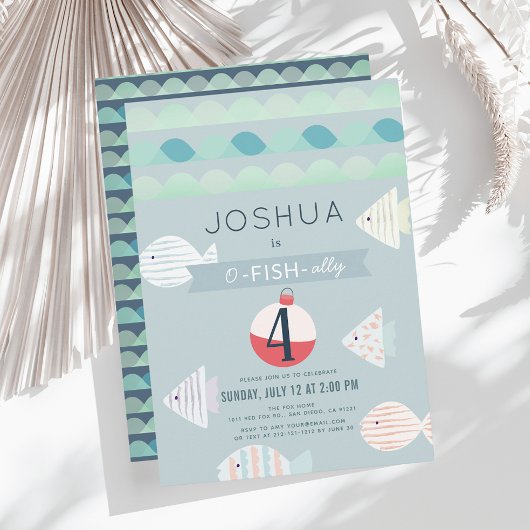 O – フィッシュアリーワン魚釣りボーイ誕生日招待状 招待状
