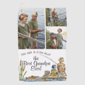 O – フィッシュアリー最高のグランパ |写真魚釣りタオル ゴルフタオル (正面)