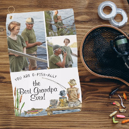 O – フィッシュアリー最高のグランパ |写真魚釣りタオル ゴルフタオル