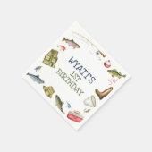 O – フィッシュアリー魚釣り誕生日ナプキンス スタンダードカクテルナプキン (角)