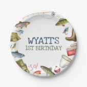 O – フィッシュアリー魚釣り誕生日 ペーパープレート (正面)