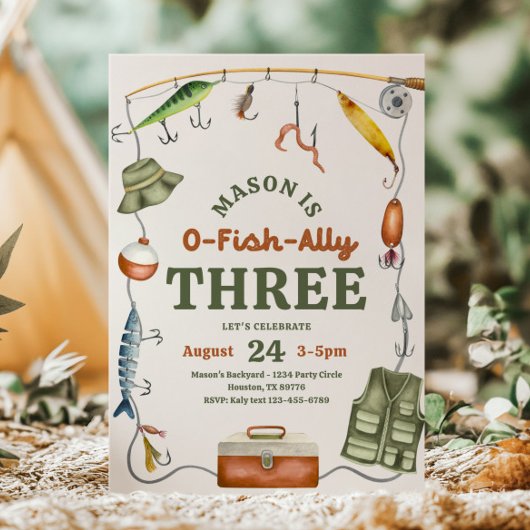 O – フィッシュアリー3誕生日招待状 招待状