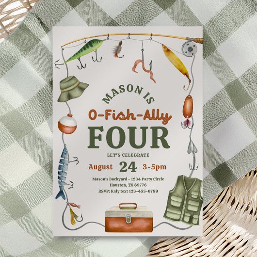 O – フィッシュアリー4誕生日招待状 招待状