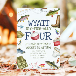 O – フィッシュアリー4魚釣り4歳招待状 招待状