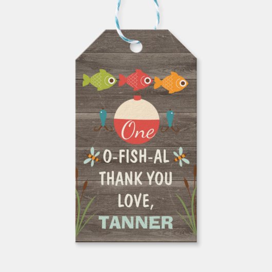 O – フィッシュ – アル感謝してい魚釣り誕生日メッセージカード ギフトタグ (正面)