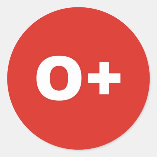 O+血液型/グループRh (Rhesus) 前向き ラウンドシール (正面)