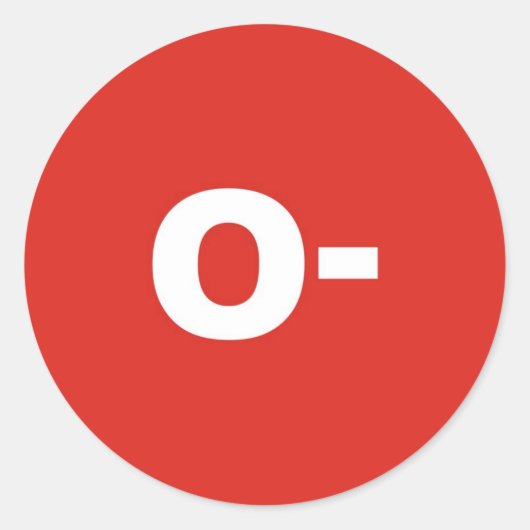 O – 血液型/グループRh(Rhesus)陰性 ラウンドシール (正面)