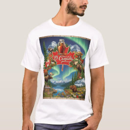 O Canada コラージュ - ビンテージカナダンプライドTシャツ Tシャツ