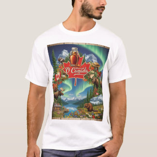 O Canada コラージュ - ビンテージカナダンプライドTシャツ Tシャツ