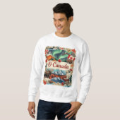 O Canada コラージュ - ビンテージ愛国Tシャツ スウェットシャツ (正面フル)