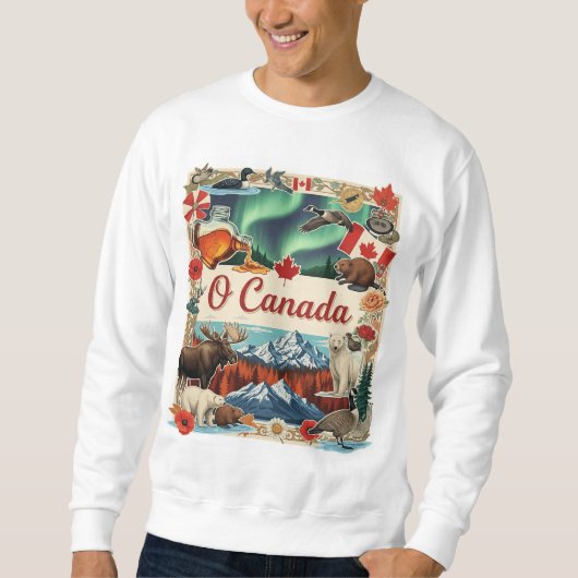 O Canada コラージュ - ビンテージ愛国Tシャツ スウェットシャツ (正面)