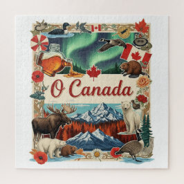 O Canada コラージュ - ビンテージ パトリオティックジグソーパズル ジグソーパズル