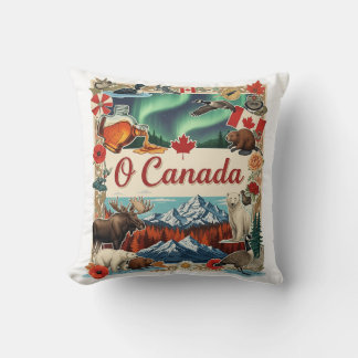 O Canada コラージュ - ビンテージ パトリオティック Tシャツ クッション