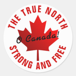 O Canada! True North Strong and Free メープルリーフ ラウンドシール